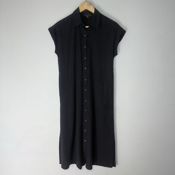 Saks Fifth Avenue Button Down Midi Long Dress Size XS Pockets Collar Comfy - Picture 1 of 7